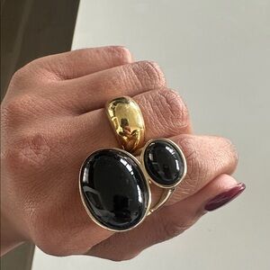 Zara Black and Gold Dual Stone Ring